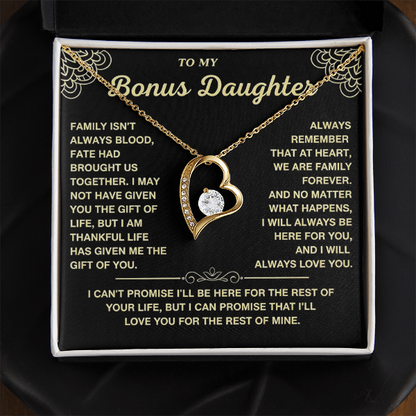At Heart We Are Family Forever - Necklace Gift for Bonus Daughter