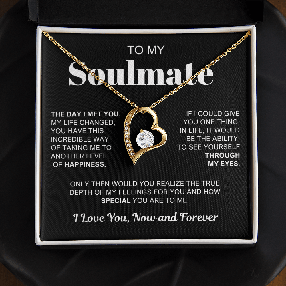 To My Soulmate - Love Heart Necklace -  You Are Special To Me Message Card Gift