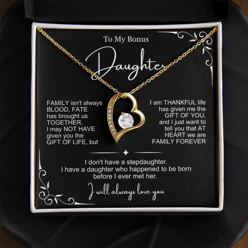 We Are Family At Heart - Necklace Gift for Bonus Daughter