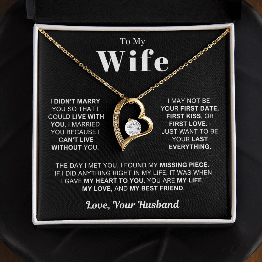 To My Wife - Love Heart Necklace - You Are My Life Valentine's Day Gift