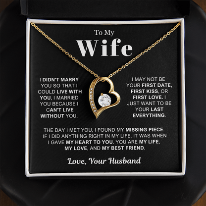 To My Wife - Love Heart Necklace - You Are My Life Valentine's Day Gift