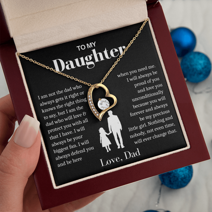 To My Daughter - Love Heart Necklace - Always My Precious Little Girl Gift