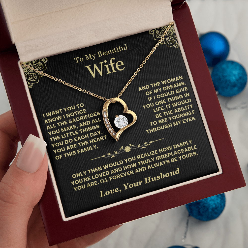 To My Wife - Love Heart Necklace - You Are Irreplaceable Valentine's Day Gift