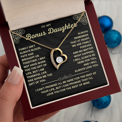 At Heart We Are Family Forever - Necklace Gift for Bonus Daughter