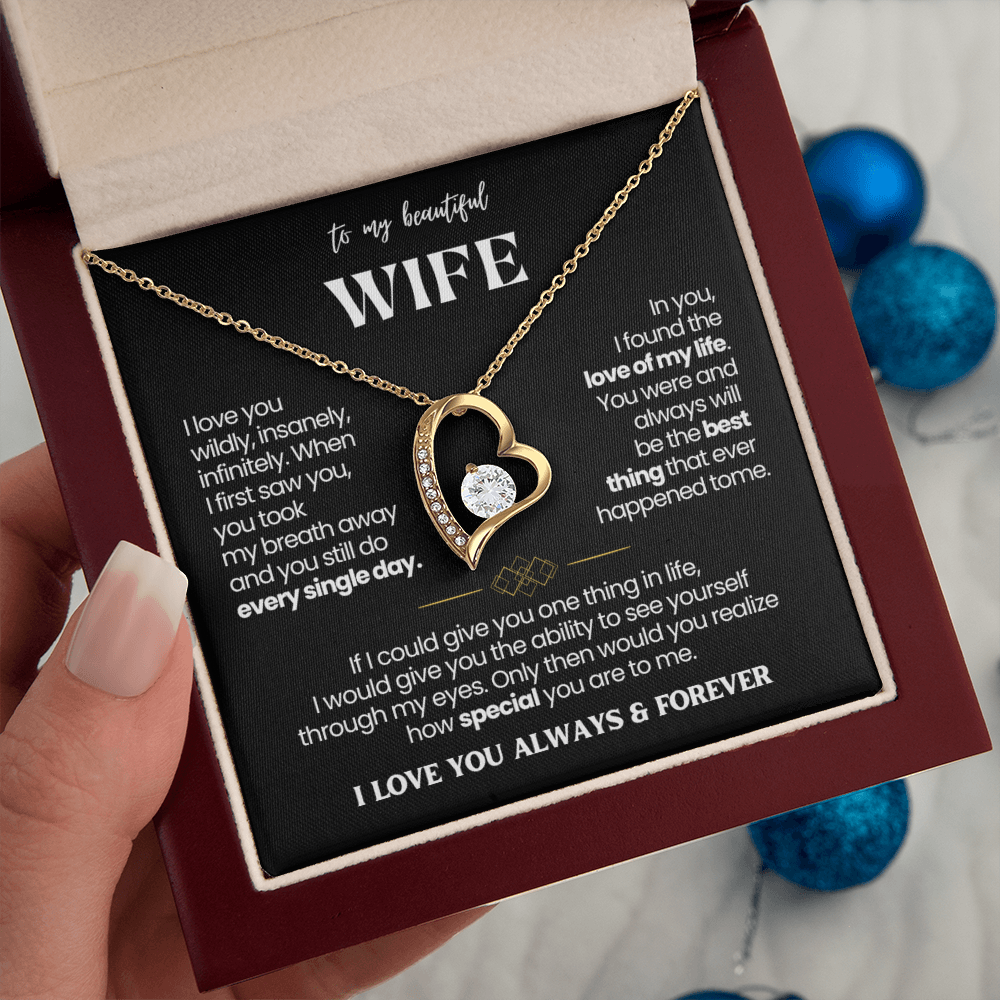 To My Wife - Love Heart Necklace - You Are the Best Thing Message Card Gift