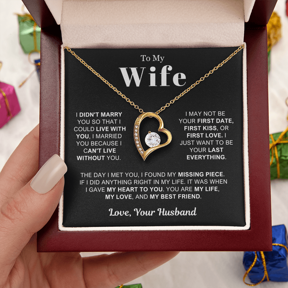 To My Wife - Love Heart Necklace - You Are My Life Valentine's Day Gift