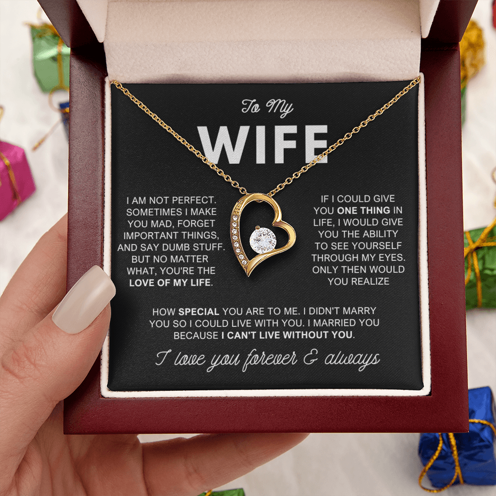 To My Wife - Love Heart Necklace - Love of My Life Valentine's Day Gift