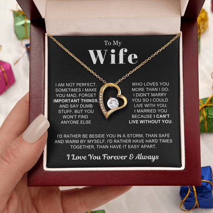 To My Wife - Love Heart Necklace - Rather Beside You Valentine's Day Gift