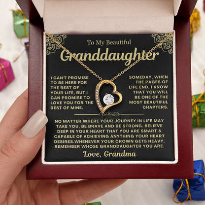 To My Granddaughter Necklace - Love Heart Necklace - Remember Whose Granddaughter You Are Message Card Jewelry Gift