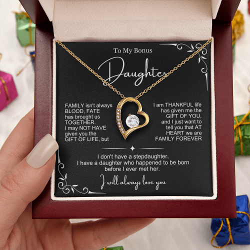 We Are Family At Heart - Necklace Gift for Bonus Daughter