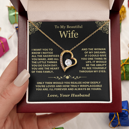 To My Wife - Love Heart Necklace - You Are Irreplaceable Valentine's Day Gift