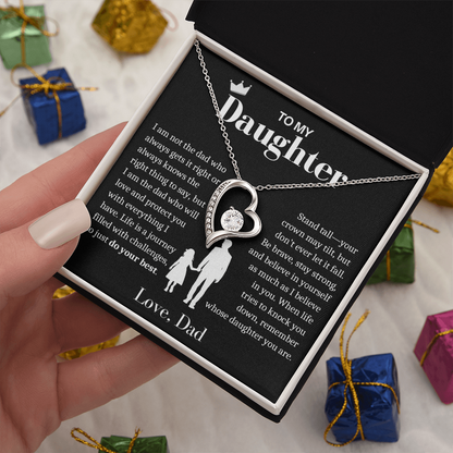 To My Daughter Necklace from Dad - Love Heart Necklace - Remember Whose Daughter You Are Gift