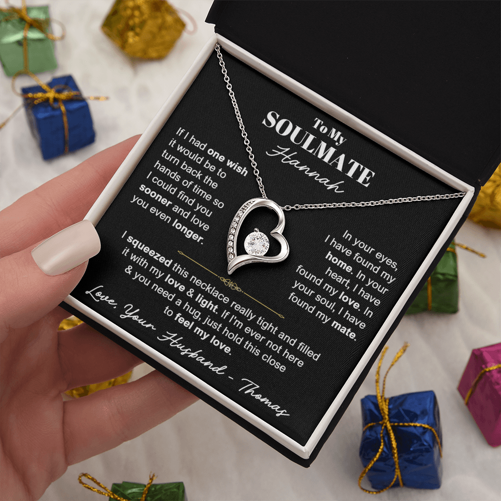To My Soulmate - Love Heart Necklace - Personalizable Gift Set from Husband