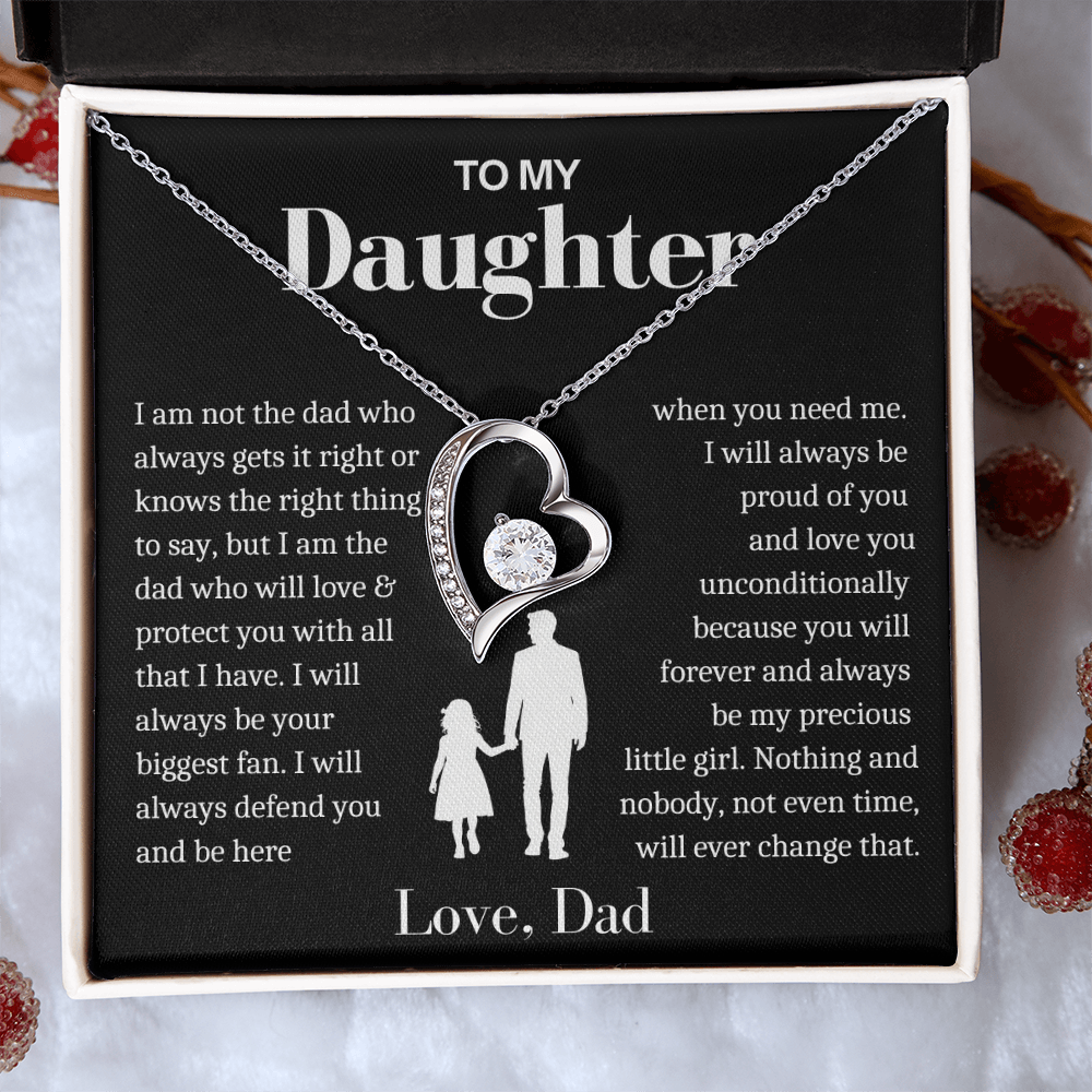 To My Daughter - Love Heart Necklace - Always My Precious Little Girl Gift
