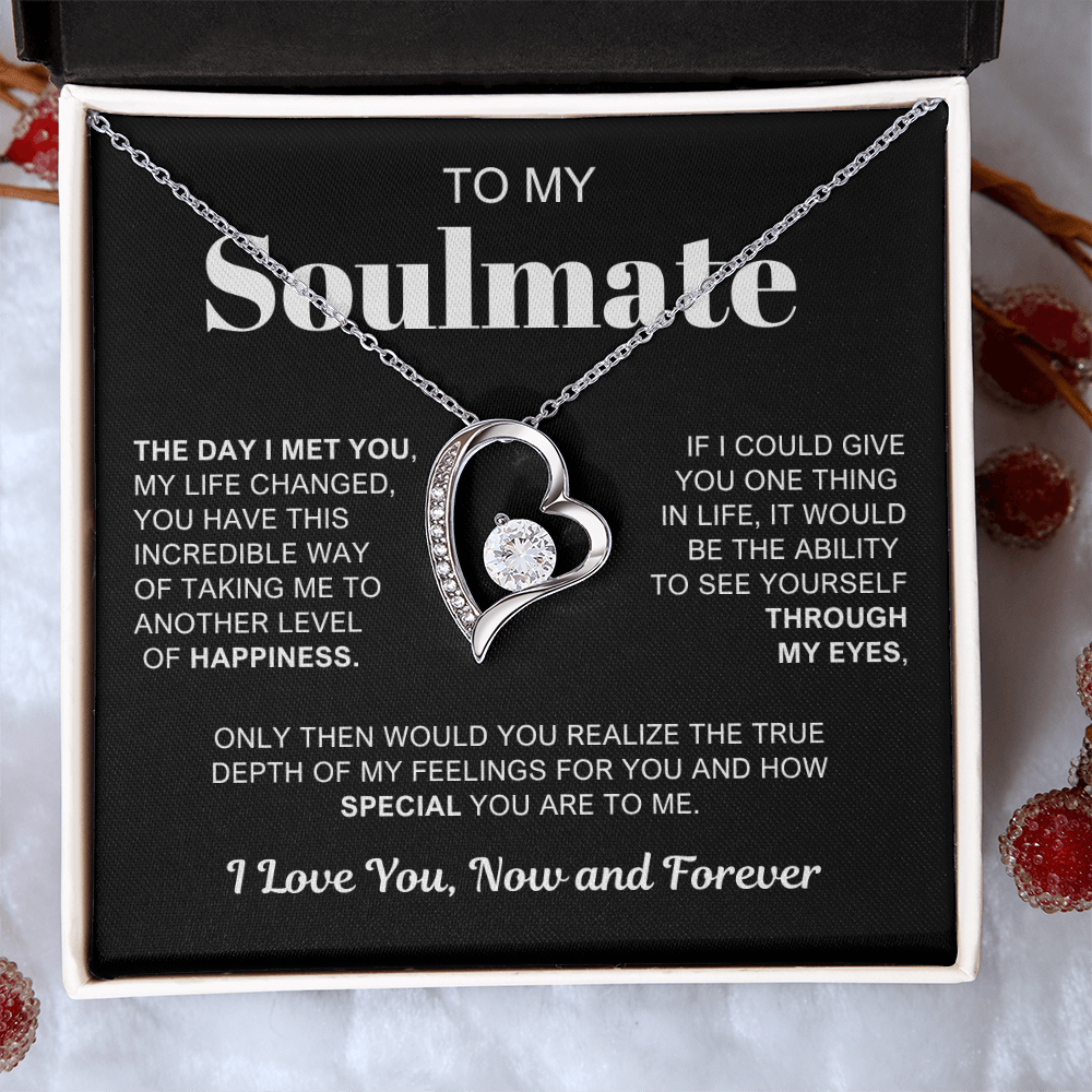 To My Soulmate - Love Heart Necklace -  You Are Special To Me Message Card Gift