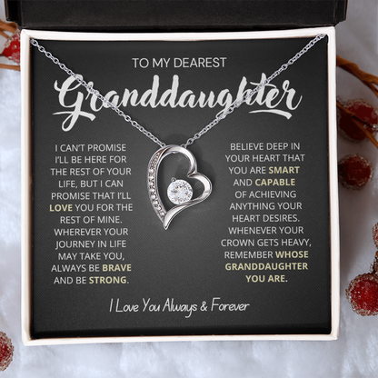 To My Granddaughter - Love Heart Necklace - Love You for the Rest of My Life Gift