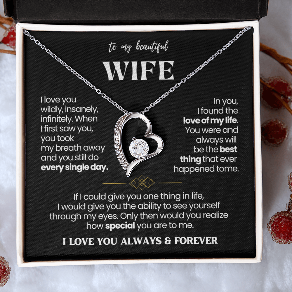 To My Wife - Love Heart Necklace - You Are the Best Thing Message Card Gift