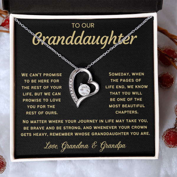 To My Granddaughter Necklace - Love Heart Necklace - Message Card Jewelry Gift