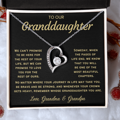 To My Granddaughter Necklace - Love Heart Necklace - Message Card Jewelry Gift