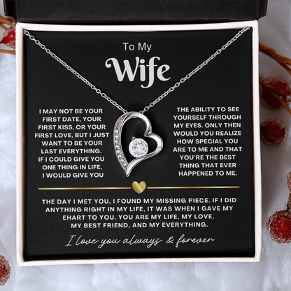 To My Wife - Love Heart Necklace - You Are My Everything Valentine's Day Gift