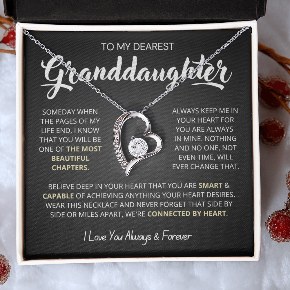 To My Granddaughter - Love Heart Necklace - You Are the Most Beautiful Chapter Gift