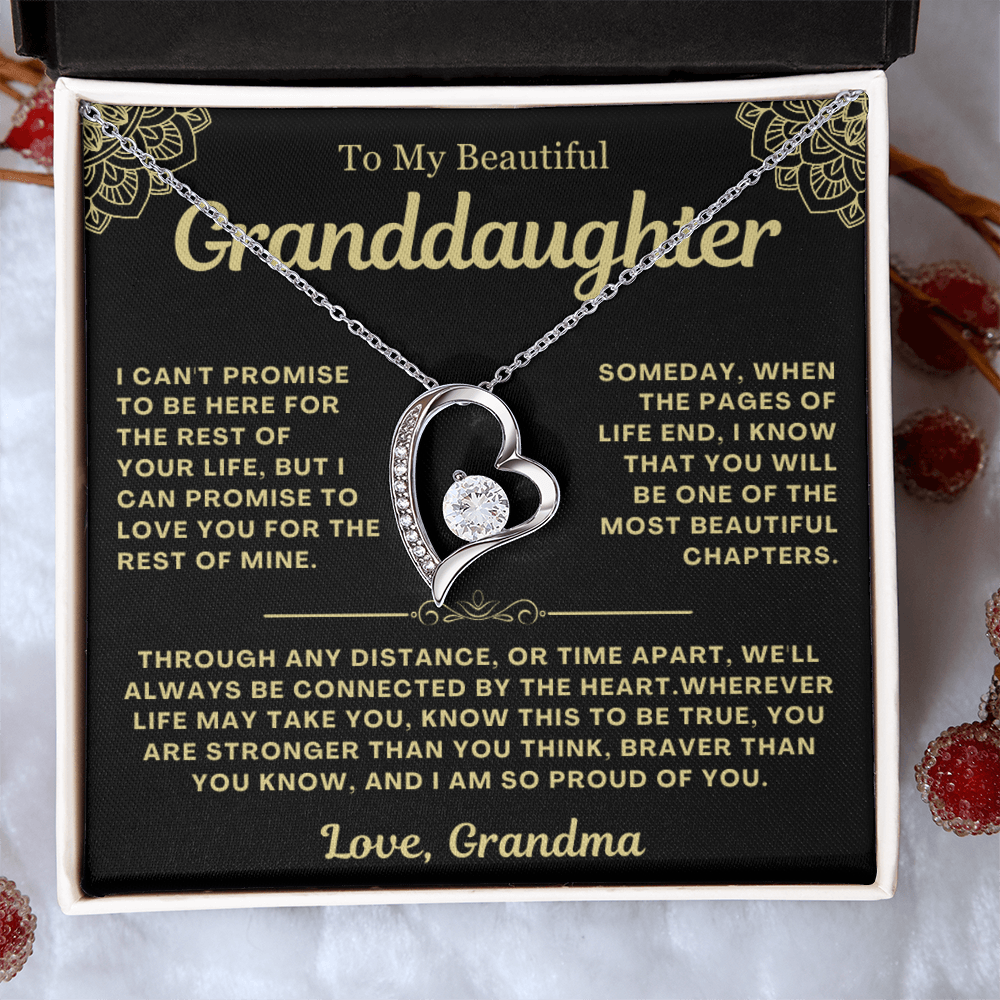 To My Granddaughter Necklace - Love Heart Necklace - I Am So Proud Of You Message Card Jewelry Gift