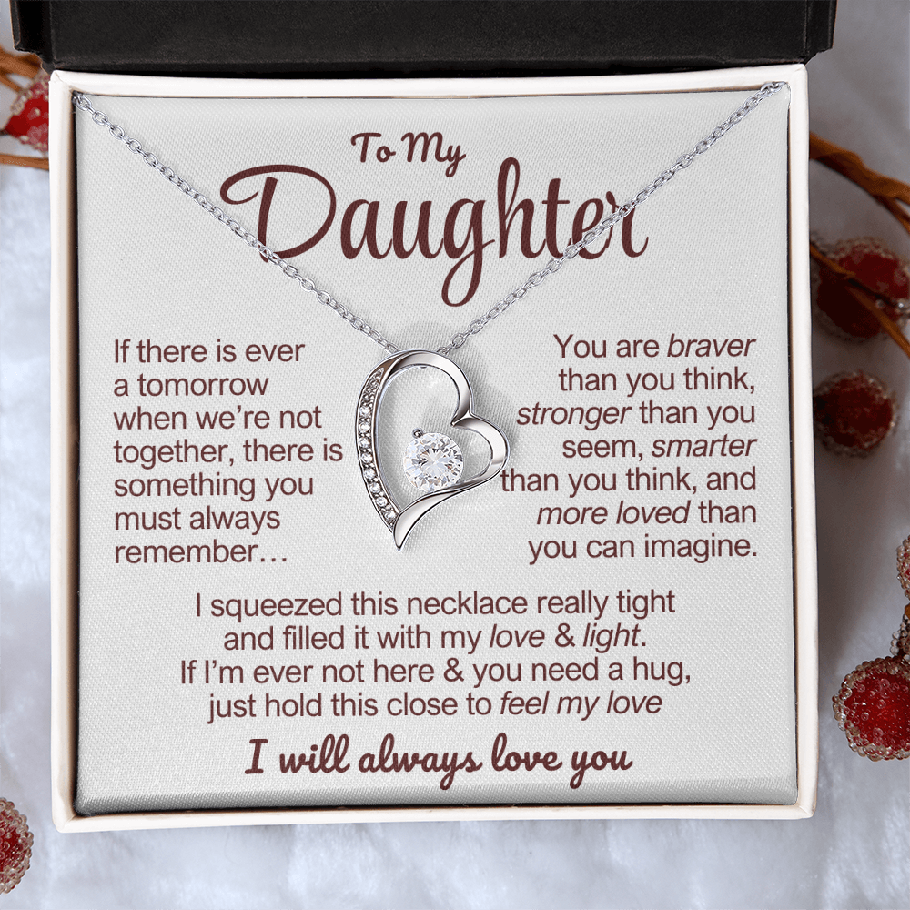 To My Daughter Necklace - Love Heart Necklace - Feel My Love Message Card Gift