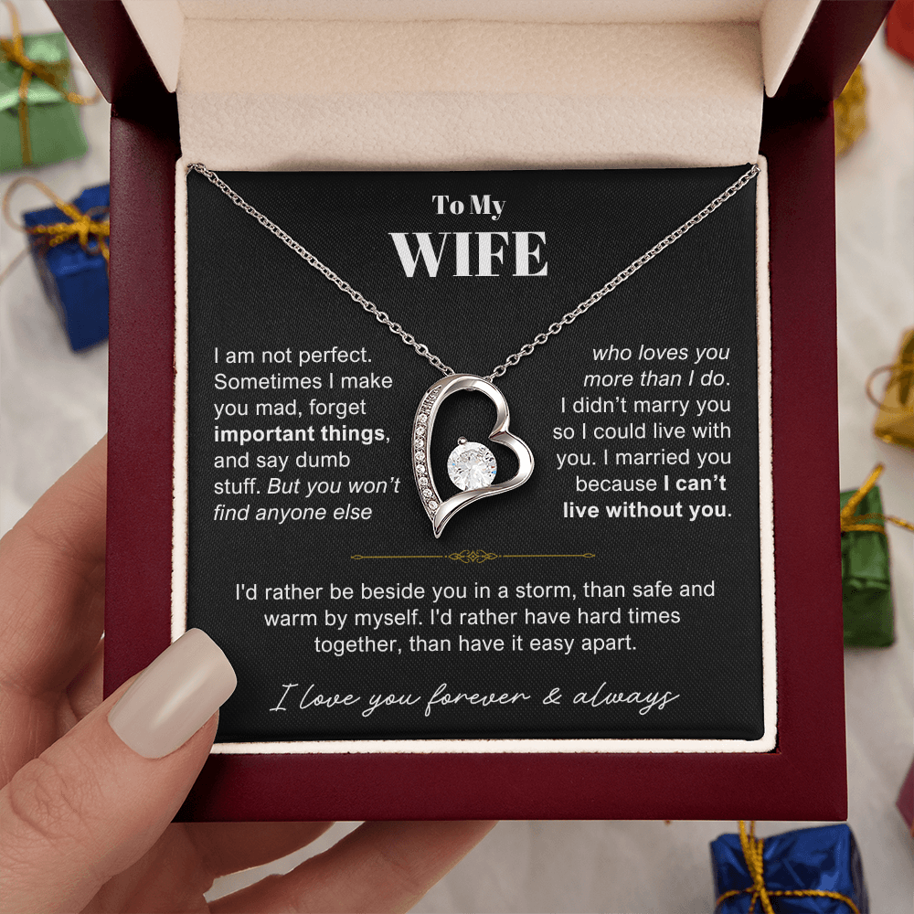 To My Wife - Love Heart Necklace - Rather Be Beside You Valentine's Day Gift