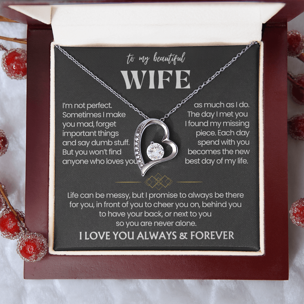 To My Wife - Love Heart Necklace - You Are the Greatest Gift Message Card Gift from Husband