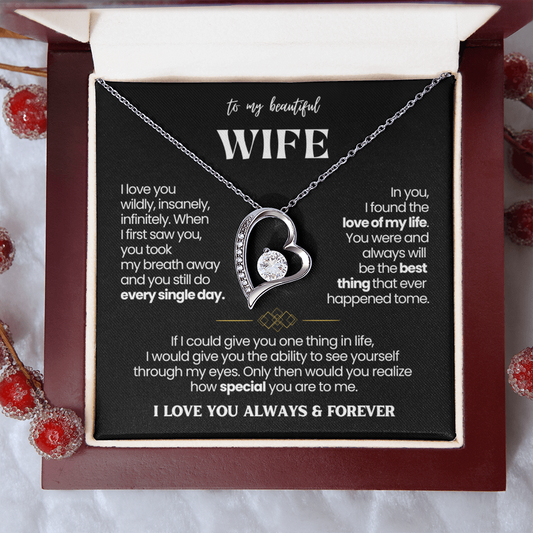 To My Wife - Love Heart Necklace - You Are the Best Thing Message Card Gift