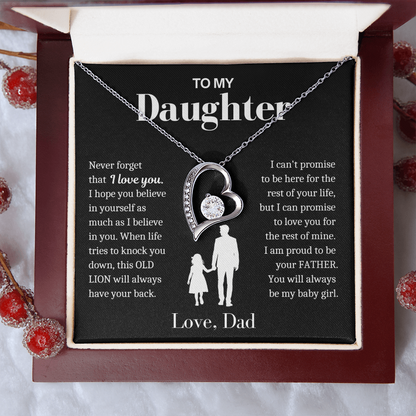 To My Daughter - Love Heart Necklace - Always My Baby Girl Gift from Dad