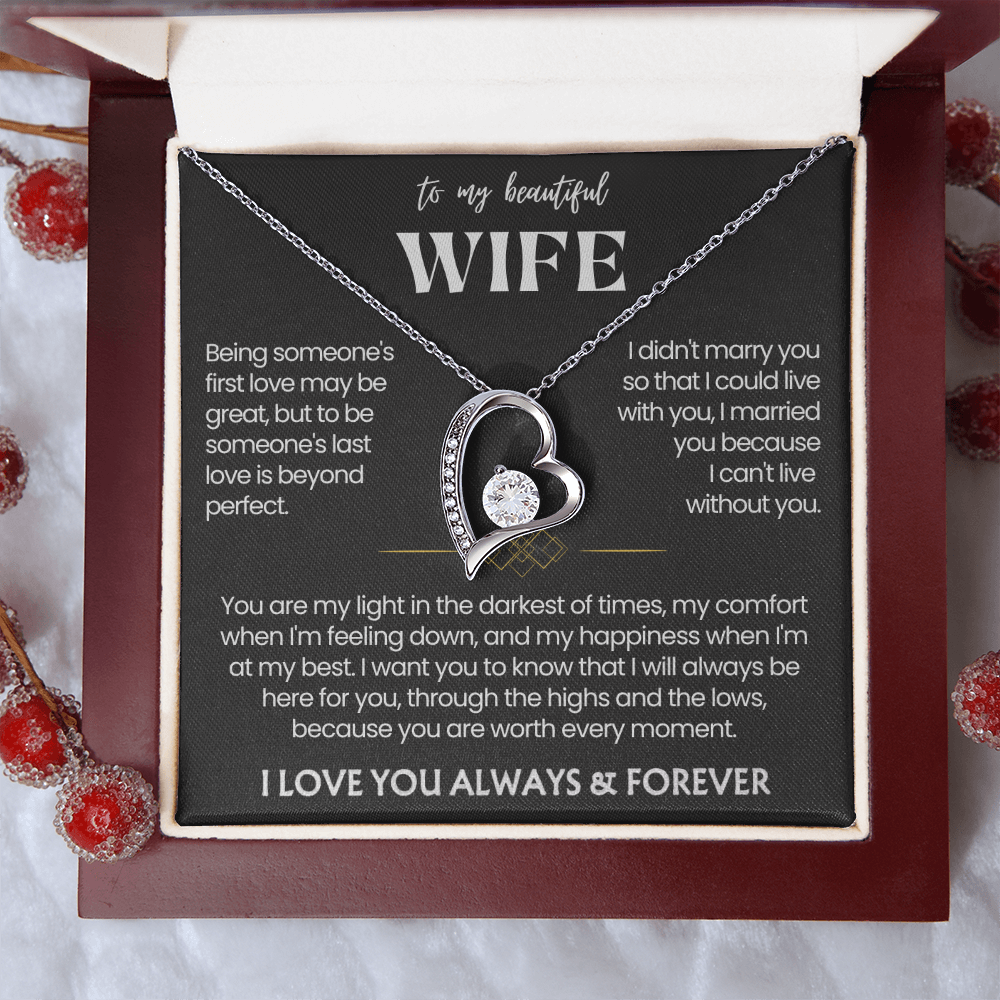 To My Wife - Love Heart Necklace - You Are Worth Every Moment Message Card Gift from Husband