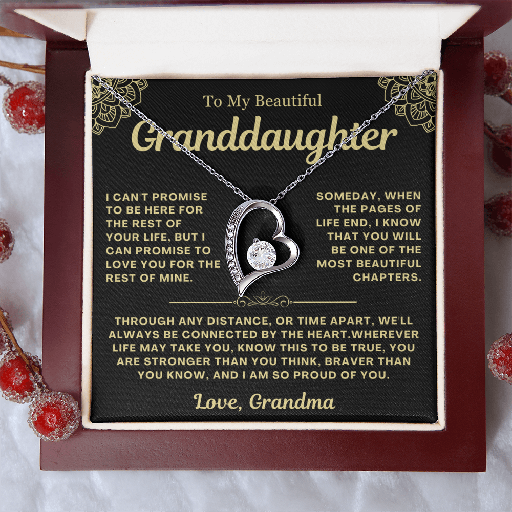 To My Granddaughter Necklace - Love Heart Necklace - I Am So Proud Of You Message Card Jewelry Gift