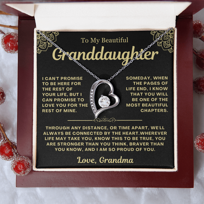 To My Granddaughter Necklace - Love Heart Necklace - I Am So Proud Of You Message Card Jewelry Gift