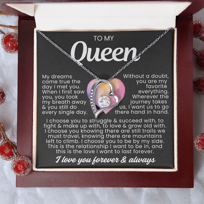 To My Queen Necklace - Love Heart Necklace - I Choose You Gift from Husband
