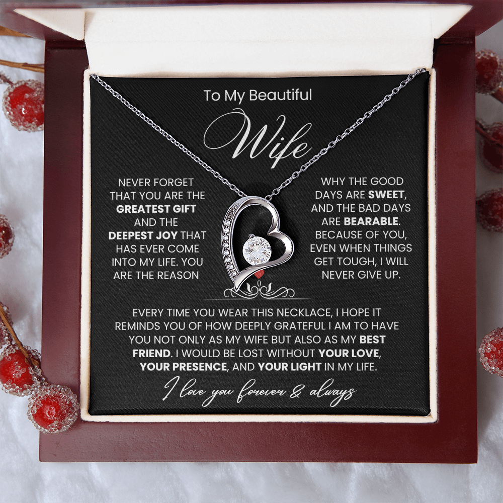 To My Wife - Love Heart Necklace - You Are the Greatest Gift from Husband