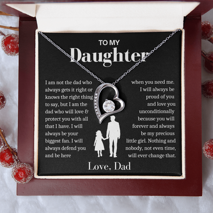 To My Daughter - Love Heart Necklace - Always My Precious Little Girl Gift