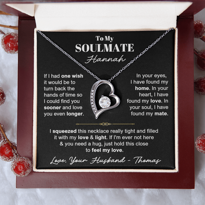 To My Soulmate - Love Heart Necklace - Personalizable Gift Set from Husband