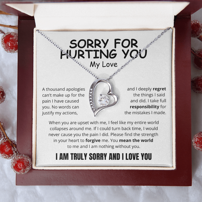 To My Love - Love Heart Necklace - I Am Sorry Message Card Gift