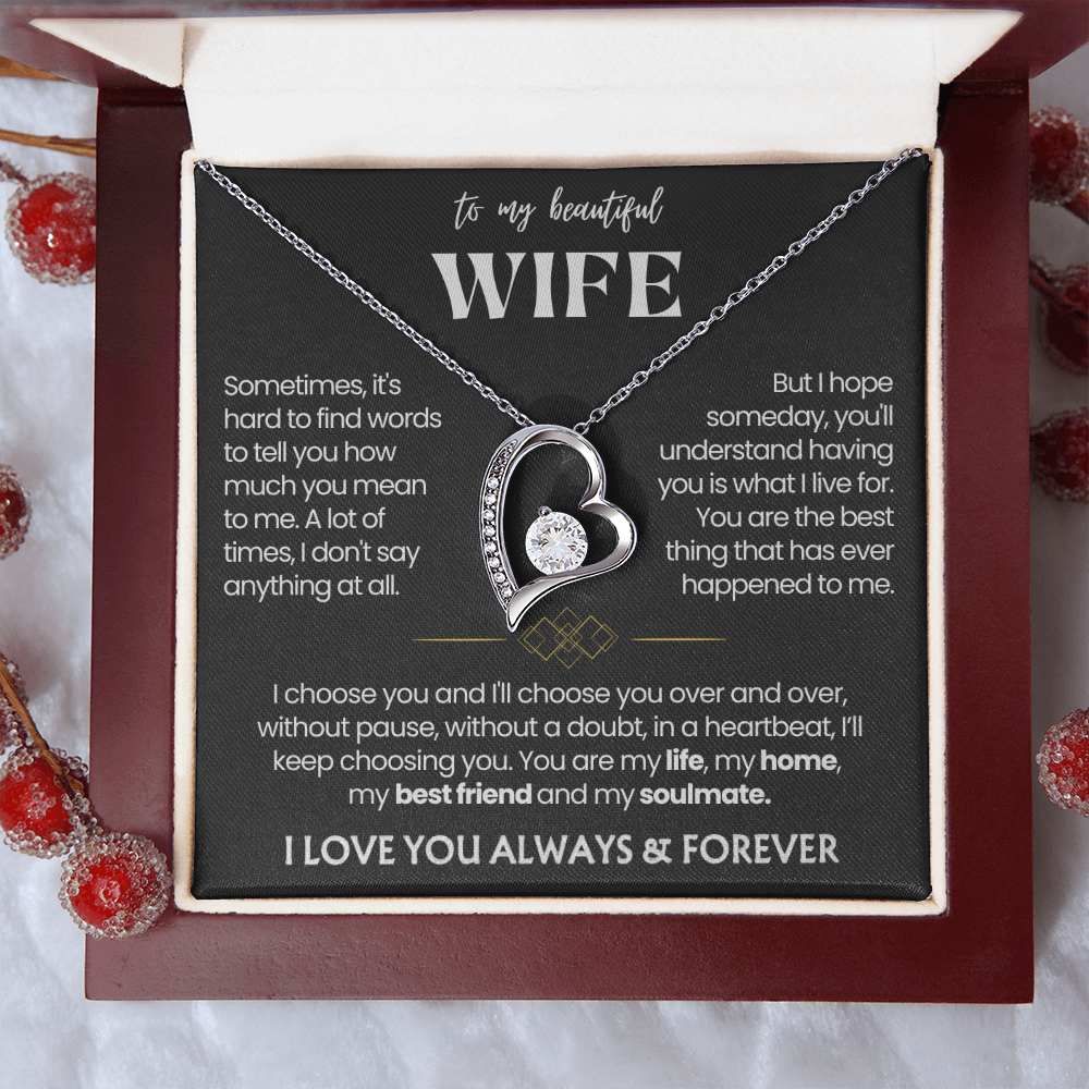 To My Wife - Love Heart Necklace - I Choose You Message Card Gift