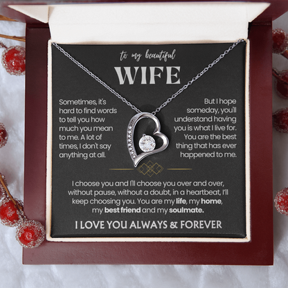 To My Wife - Love Heart Necklace - I Choose You Message Card Gift
