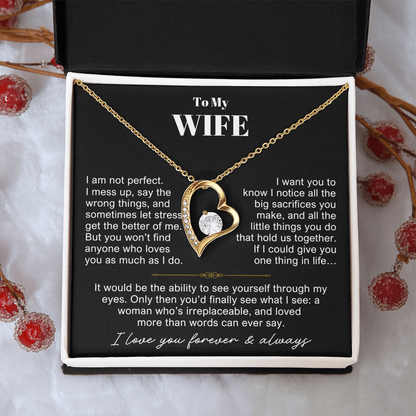 To My Wife - Love Heart Necklace - You Are Irreplaceable Message Card Gift