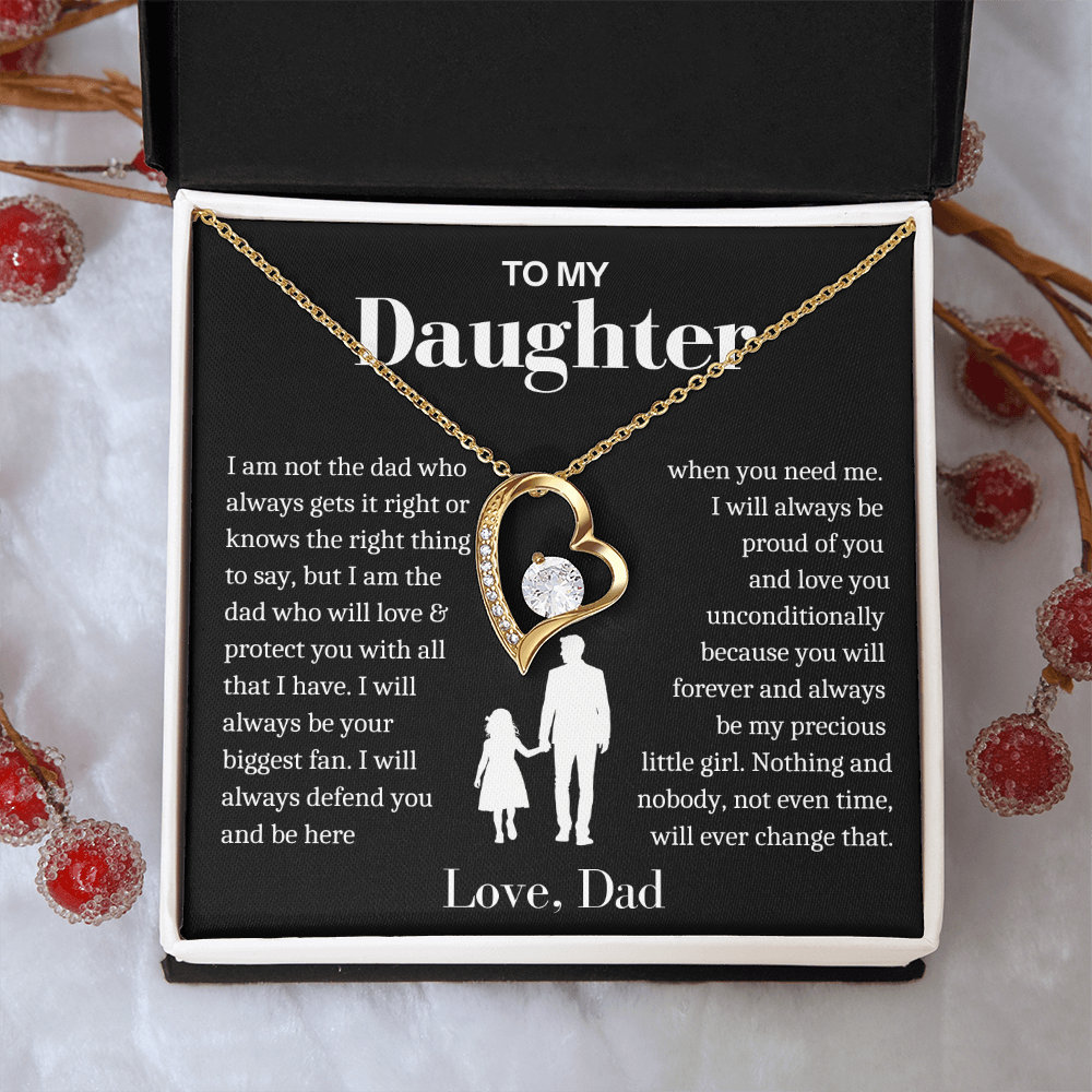 To My Daughter - Love Heart Necklace - Always My Precious Little Girl Gift