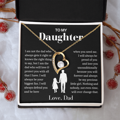 To My Daughter - Love Heart Necklace - Always My Precious Little Girl Gift