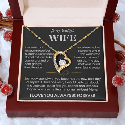 To My Wife - Love Heart Necklace - You Are My Life Message Card Gift from Husband