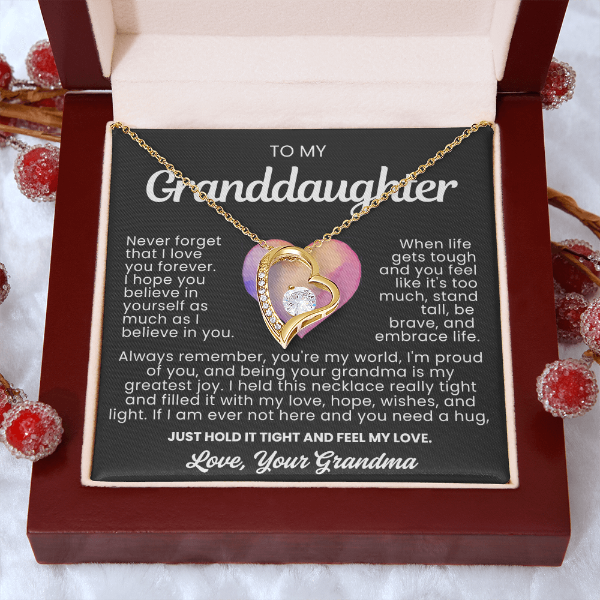 To My Granddaughter Necklace - Love Heart Necklace - You Are My World Gift