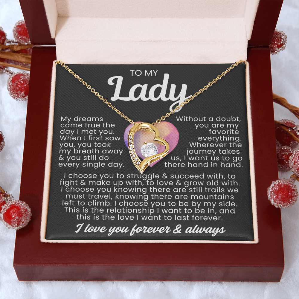 To My Lady Necklace - Love Heart Necklace - I Choose You Gift from Husband