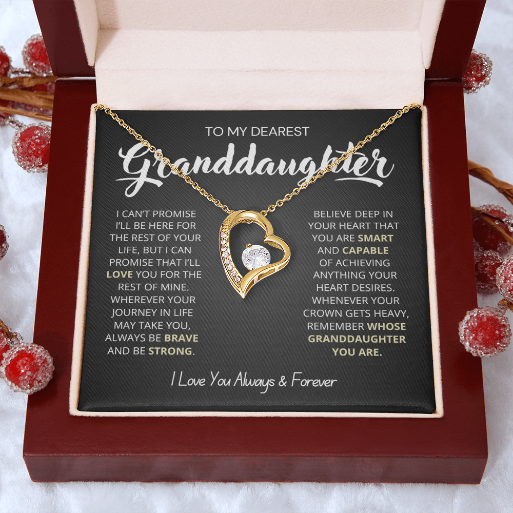 To My Granddaughter - Love Heart Necklace - Love You for the Rest of My Life Gift