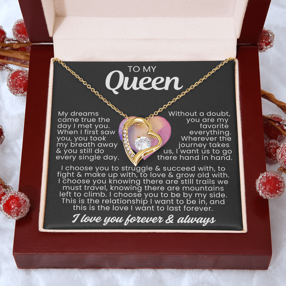 To My Queen Necklace - Love Heart Necklace - I Choose You Gift from Husband