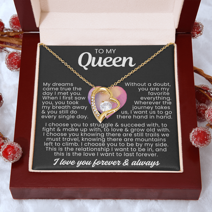 To My Queen Necklace - Love Heart Necklace - I Choose You Gift from Husband